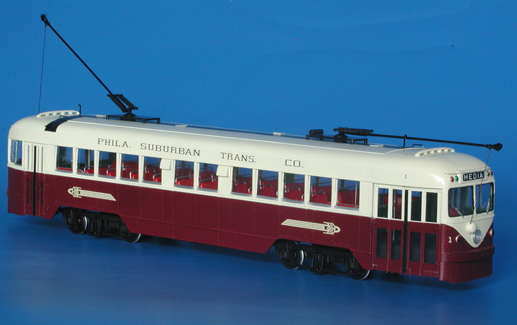 1941 Philadelphia Suburban Transportation Co. J.G.Brill Co. Brilliner (1-10 series) - simplified maroon & cream livery. SPTC119-2 Model 1 48