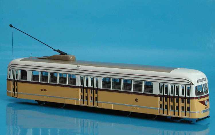 1936 chicago surface lines st. louis car co. pcc 4020 - in 1945 experimental livery. SPTC166-4020 Model 1 48