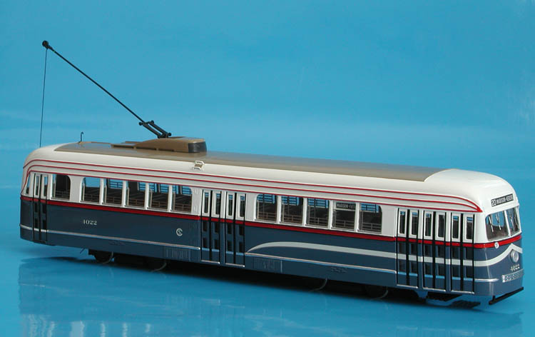 1936 chicago surface lines st. louis car co. pcc 4022 - in 1945 experimental livery. SPTC166-4022 Model 1 48