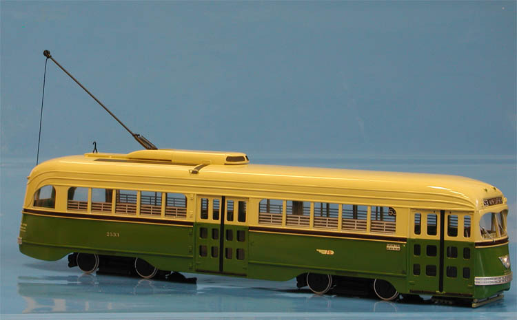 1940/41 Philadelphia Transportation Co. St.-Louis Car Co. PCC 2501-2580 series; A-36 class) - in mid-50s green & cream livery.