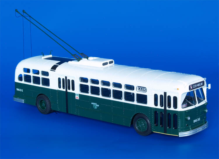 1951/52 marmon-herrington tc-49 trolleybus (cta chicago, 9413-9761 series) - late 60s mint green & alpine white livery SPTC422-1 Model 1 48