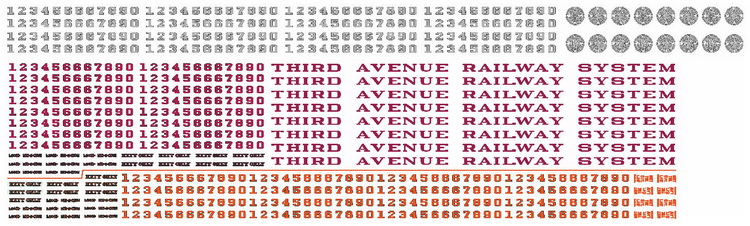 decal set: third avenue railway system (lettering) D423 Model 1 48