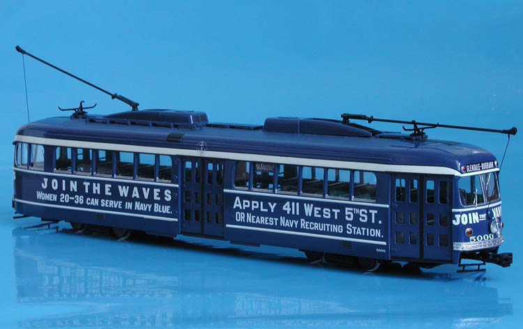 1940 Pacific Electric Pullman-Standard PCC #5000 in "JOIN THE WAVES" livery (1944)