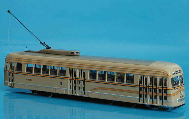 1936 chicago surface lines st. louis car co. pcc 4050 - in 1945 experimental livery. SPTC166-4050 Model 1 48