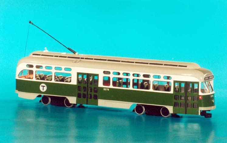 1951 massachusetts bay transportation authority pullman-standard "picture window" pcc (3272-3321 series) - in green line livery (with green doors) SPTC171c Model 1 48