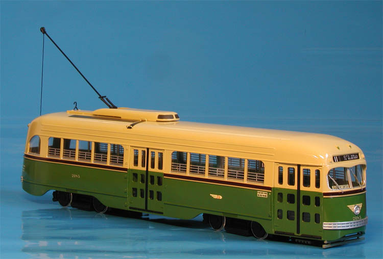 11942 Philadelphia Transportation Co. St.-Louis Car Co. PCC 2081-2090 series (A-42 class) - mid-1950s green & cream livery. SPTC173-1 Model 1 48