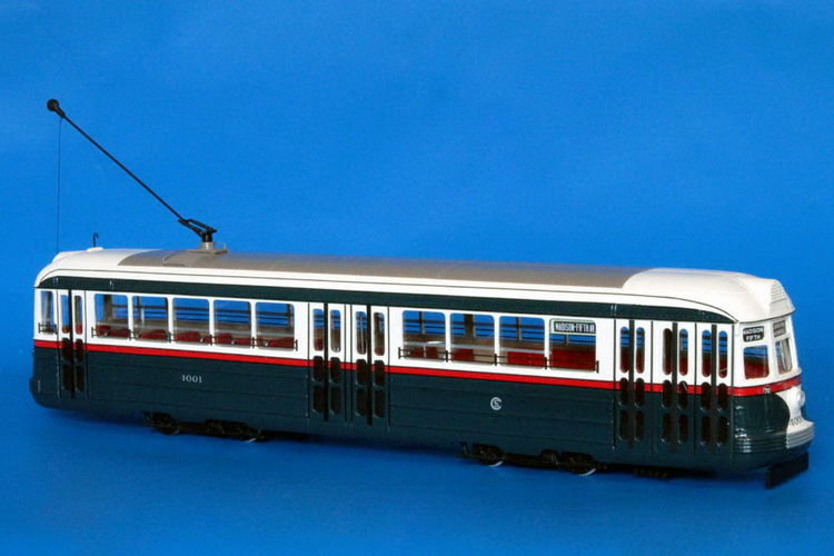 1934 chicago surface lines pullman-standard pre-pcc car #4001 - "blue goose" livery. SPTC174-1 Model 1 48