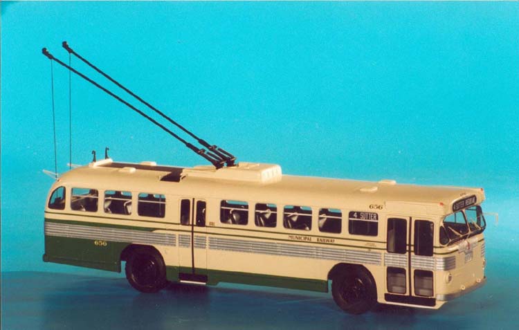 1949 Twin Coach 44TTW Trolleybus (San Francisco Municipal Railway №656) - in experimental '1963 simplified livery SPTC404-1 Model 1 48