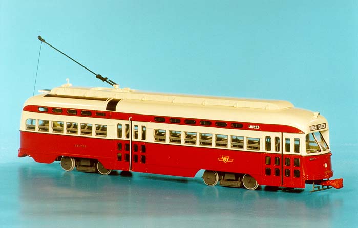 1946 Toronto Transit Commission Pullman-Standard PCC (Order W6750,A-11 class, 4625-4674 series, acq. in 1952/53) - Early 60s - Early 70s livery. SPTC410a-2 Model 1 48