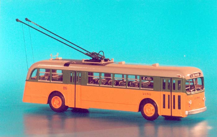 1948 ACF-Brill TC-44 (Baltimore Transit Co. 2128-2190 series) - original yellow/green/grey livery