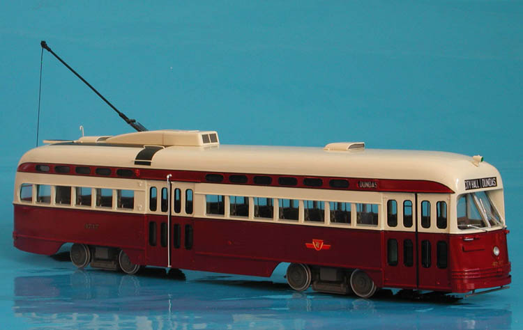 1947/53 Toronto Transit Commission Pullman-Standard PCC (Order W6777; A-13 class; 4700-4747 series; ex-Birmingham, acq. in 1953) - mid-60s livery. SPTC429-2 Model 1 48