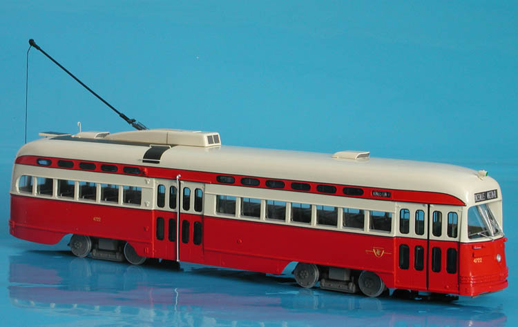 1947/53 Toronto Transit Commission Pullman-Standard PCC (Order W6777; A-13 class; 4700-4747 series; ex-Birmingham, acq. in 1953) - in post'70 Subway Enamel Red livery. SPTC429-3 Model 1 48