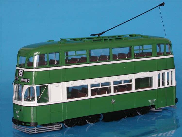 1936/37 Liverpool Corporation "Green Goddess" Tram (post'50/53 version; EMB "Jobug" radial-arm bogies).