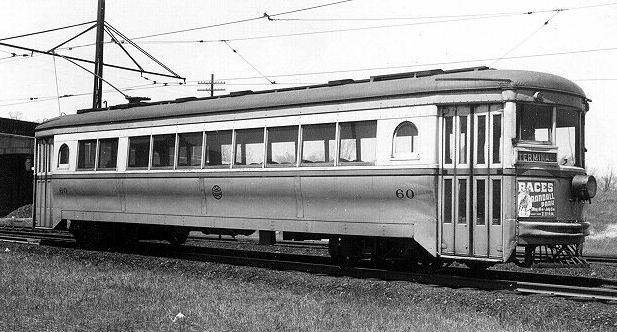 1928/29 shaker heights rapid transit cincinnati car co. curved-side car (60-65 series, ex-indianapolis & southeastern rairoad co., acq. in 1941) SPTC459 Model 1 48