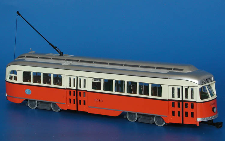 1945 MTA Boston Pullman-Standard PCC (Order W6710, 3072-3096, 3147-3171 series)- post'59 livery ("Commonwealth" cars). SPTC57aC-2 Model 1 48