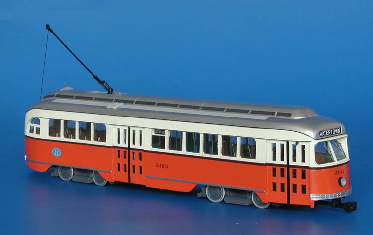 1944 MTA Boston Pullman-Standard PCC (Order W6697, 3057-3066, 3102-3111, 3142-3146 series) - post'59 livery ("Commonwealth" cars).