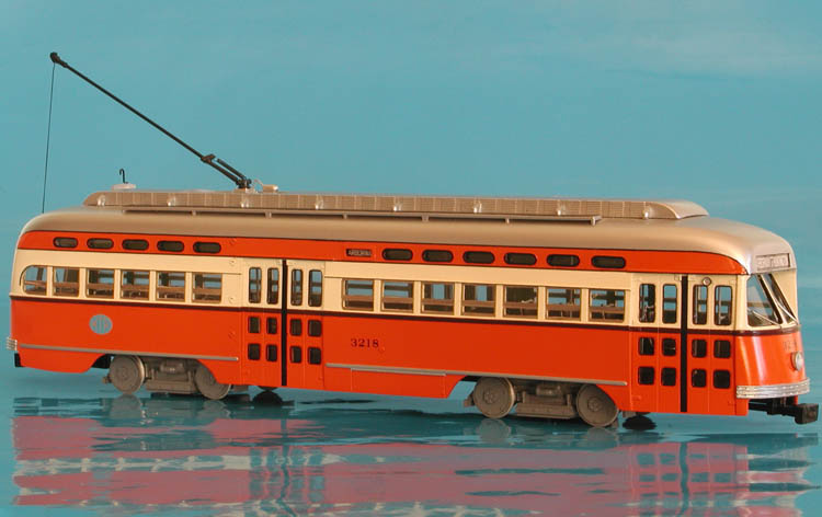 1946 metropolitan transit authority pullman-standard pcc (order w6710; 3197-3221 series) - post'59 tangerine livery (mu-version). SPTC59-2 Model 1 48